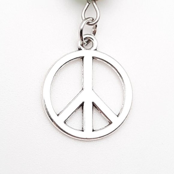 Peace Sign Amazonite Sunstone Chakra Gemstone Keychain Handmade Accessory - Picture 5 of 8